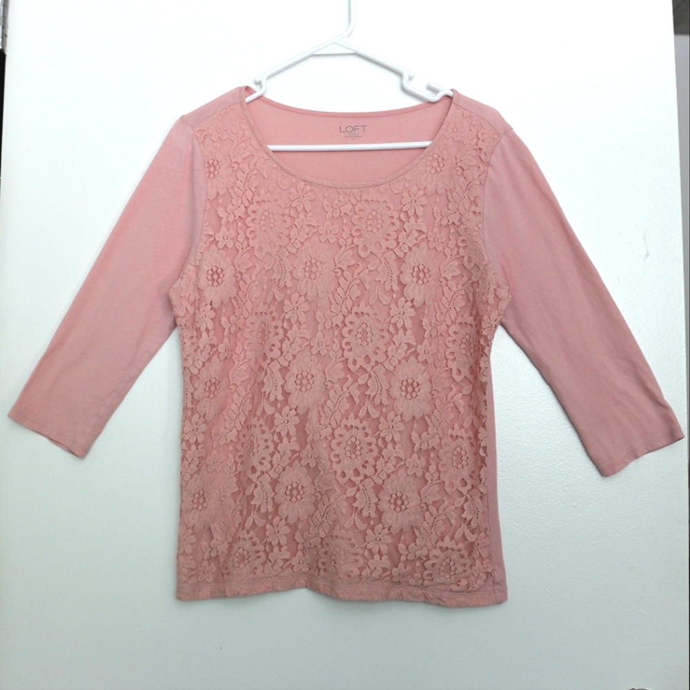 Loft Outlet Baby Pink Lace Top